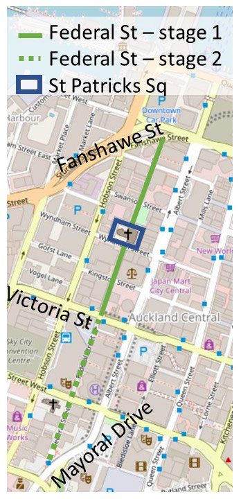 Federal Street contra-flow cycleway map