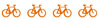 Four orange bikes (interested but concerned)