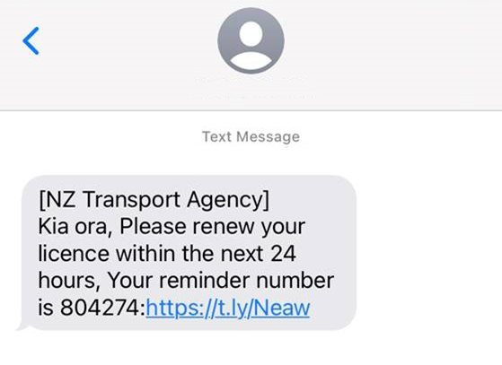September 2022 licence text message scam